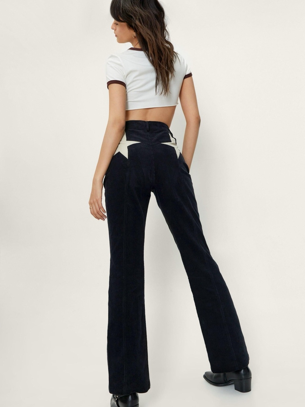 Nast Gal - Corduroy High Waisted Flared Star Bum Pants, Size 2 NEW With Tags